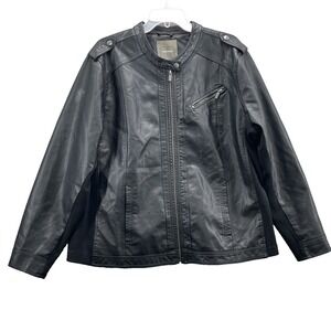 Maurices Vegan Leather Moto Jacket Women's 3X Boxy Streetwear Retro Y2K Grunge